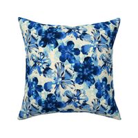 Shibori Inspired Indigo Floral - bright blue version