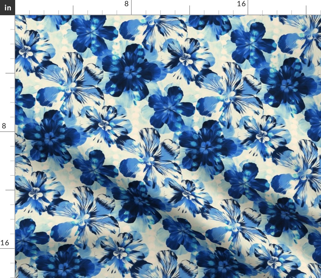 Shibori Inspired Indigo Floral - bright blue version