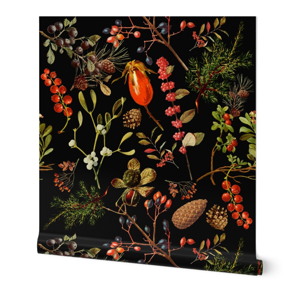 vintage botanical winter_black