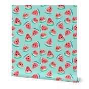 Watermelon Pieces Summer // Minty Blue