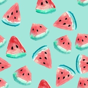 Watermelon Pieces // Minty Blue