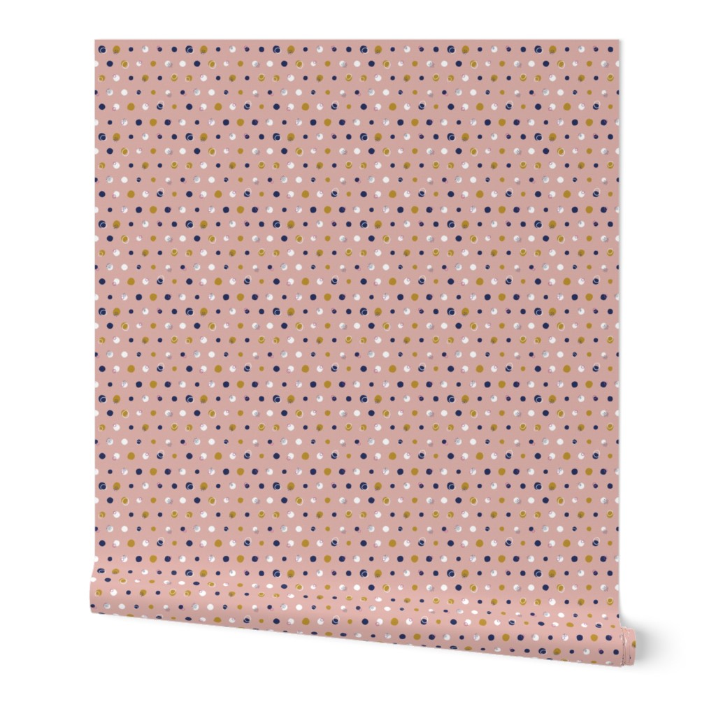 Pink and Navy Polka Dots