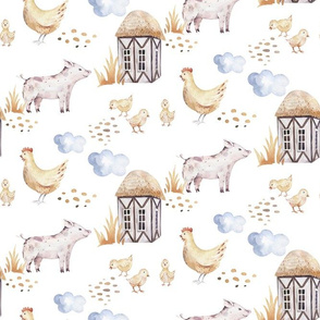 Watercolor farm animals 2