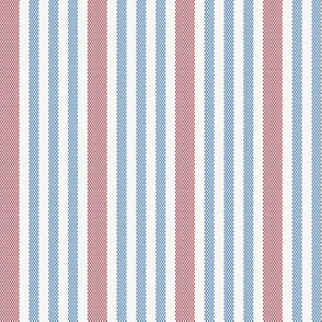 Ticking 1 Medium Red Stripe 3 Narrow Blue Stripes