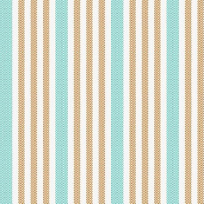 Ticking 1 Medium Aqua Stripe 3 Narrow Brown Stripes