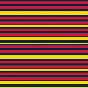 Horizontal Red Yellow and Navy Blue Stripes