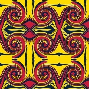 Swirl in Yellow Navy Blue and Red
