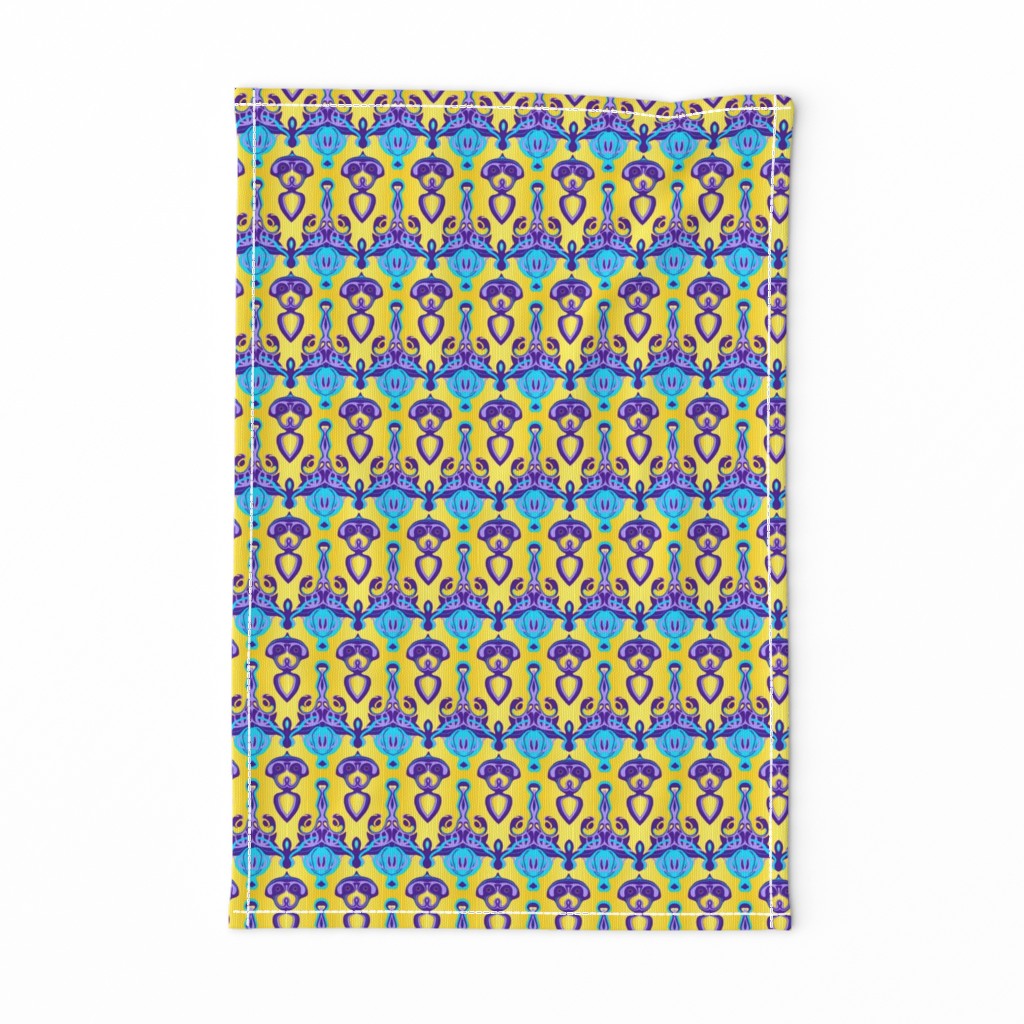 HP6 -  Hovering Alien Puppies in Purple - Lavender - Aqua - Gradient Yellow