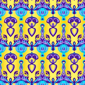 HP6 -  Hovering Alien Puppies in Purple - Lavender - Aqua - Gradient Yellow