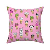 animal ice cream cones - summer fun - pink - LAD19