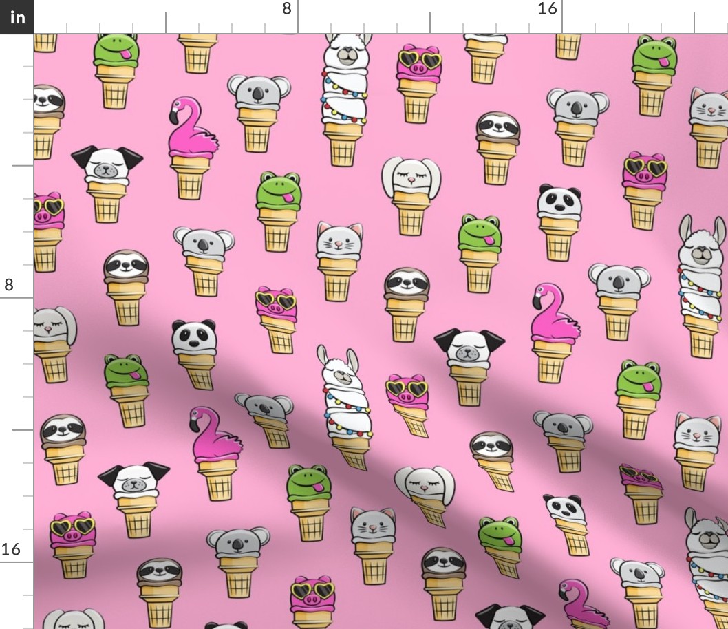 animal ice cream cones - summer fun - pink - LAD19