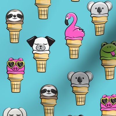 animal ice cream cones - summer fun - blue 2 - LAD19