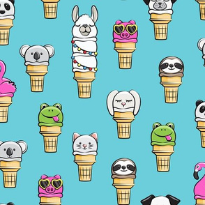 animal ice cream cones - summer fun - blue 2 - LAD19