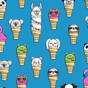 animal ice cream cones - summer fun - blue - LAD19
