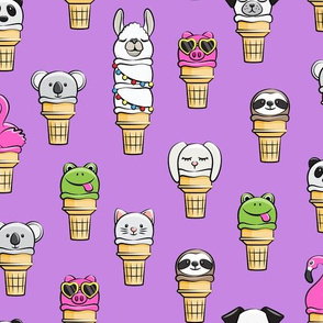 animal ice cream cones - summer fun - purple - LAD19