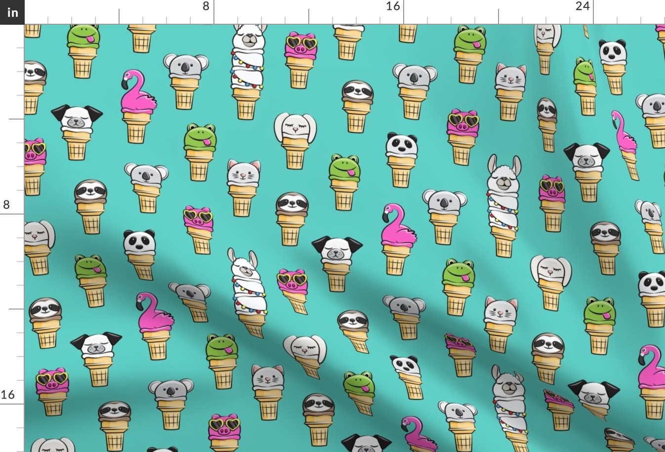 animal ice cream cones - summer fun - teal - LAD19