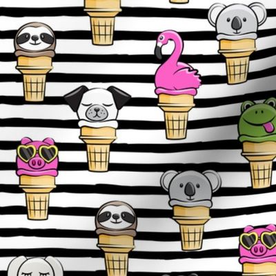 animal ice cream cones - summer fun - black stripes - LAD19