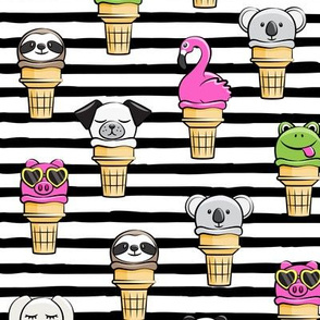 animal ice cream cones - summer fun - black stripes - LAD19