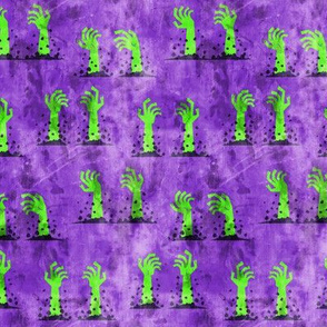 Zombie hands - halloween - green on purple - LAD19