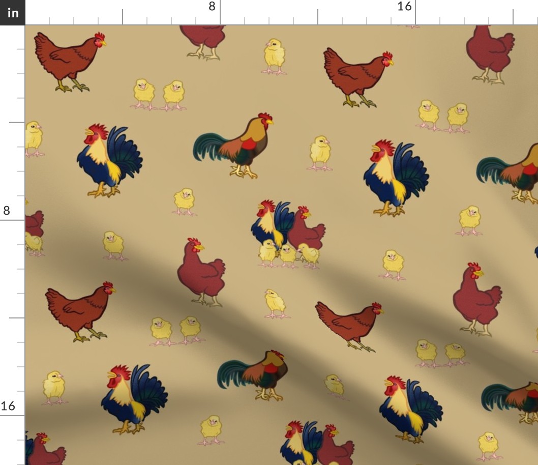 Chickens on Gold 