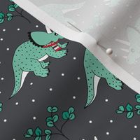 Christmas Triceratops winter wonderland jurassic park theme with dinosaurs and scarfs 