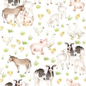 6" Nursery Farm Animals on white
