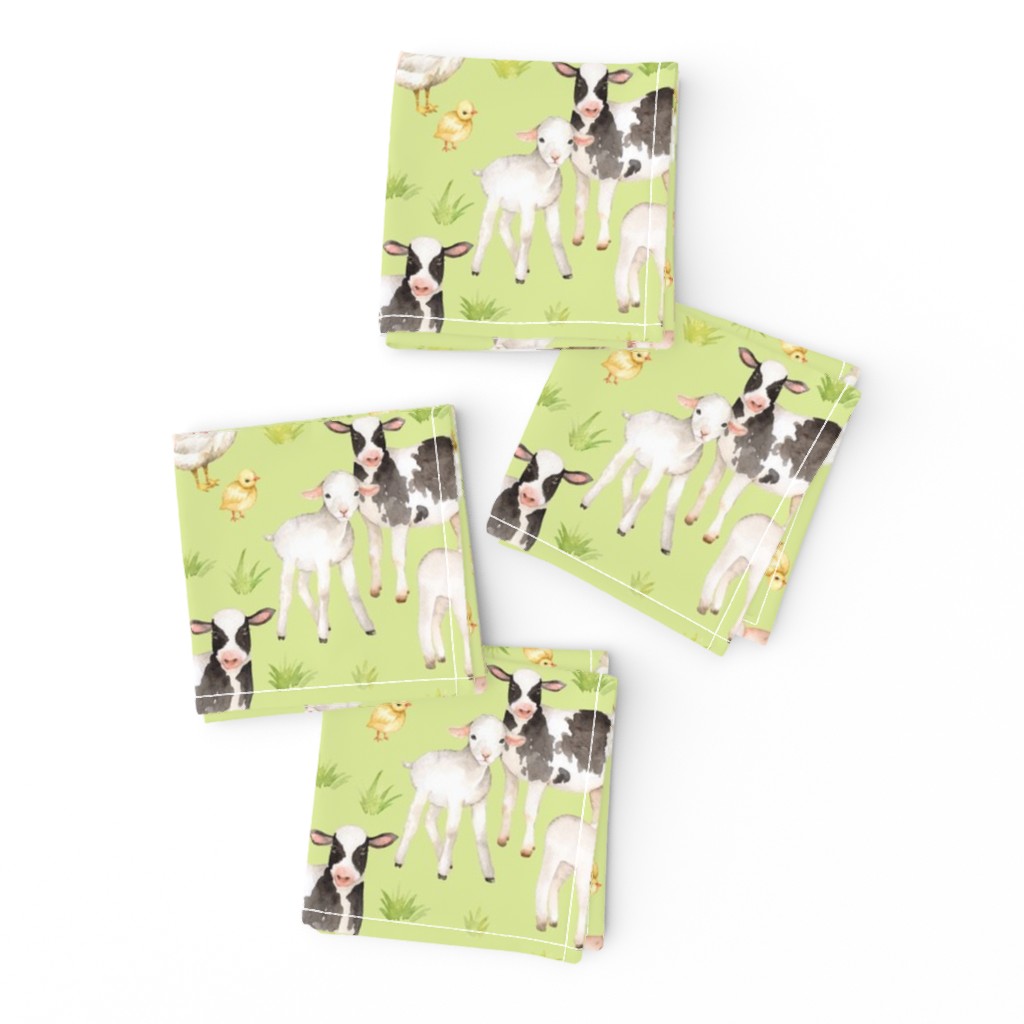 12" Nursery Farm Animals on green