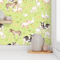 12" Nursery Farm Animals on green