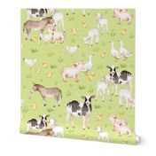 12" Nursery Farm Animals on green