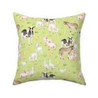 12" Nursery Farm Animals on green