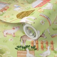 12" Nursery Farm Animals on green