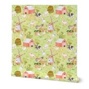 12" Nursery Farm Animals on green