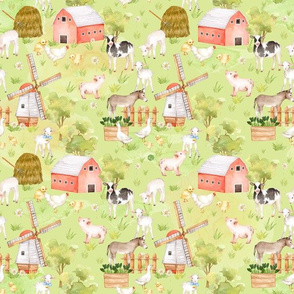 12" Nursery Farm Animals on green