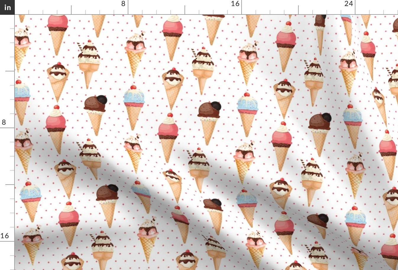 10" Watercolor Fruit Popsicles, Ice Cream, Popsicles fabric, ice cream fabric, summer fabric 3