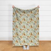 27" Woodland Adventure - Moose Deer Hedgehog Raccoon Batcher - Woodland fabric, woodland animals fabric dark