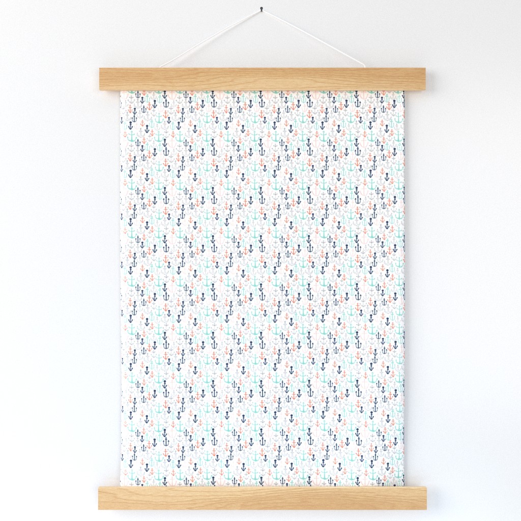 TINY - anchors // nautical anchor navy mint red sailing fabric andrea lauren