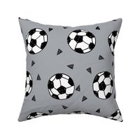 LARGE - soccer fabric // grey soccer football fabric boys sports design