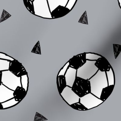 LARGE - soccer fabric // grey soccer football fabric boys sports design