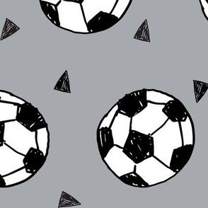 LARGE - soccer fabric // grey soccer football fabric boys sports design