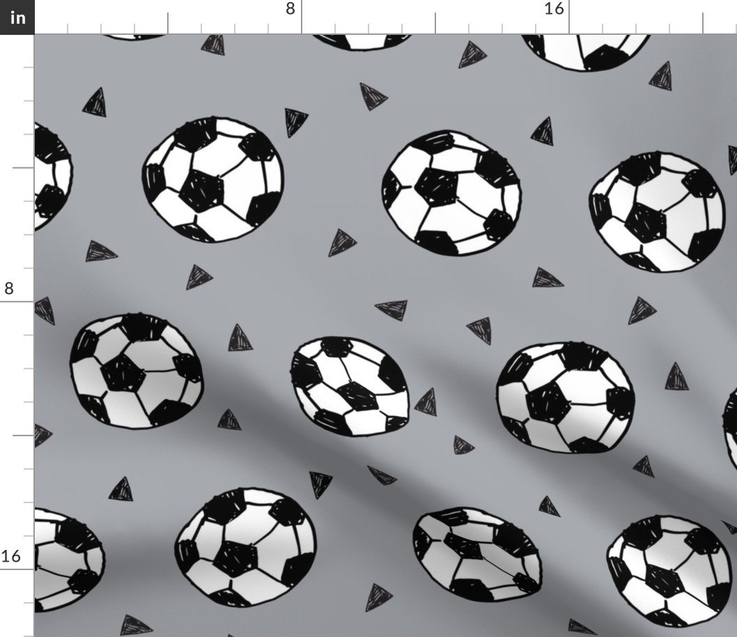 LARGE - soccer fabric // grey soccer football fabric boys sports design