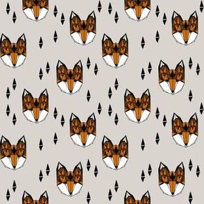 fox (1.25 inch)// geometric fox head kids nursery baby foxes woodland animal grey boys gender neutral kids design