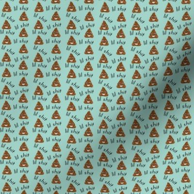 TINY - lil sh*t - poop, emoji, poop emoji fabric, sweary fabric - mint