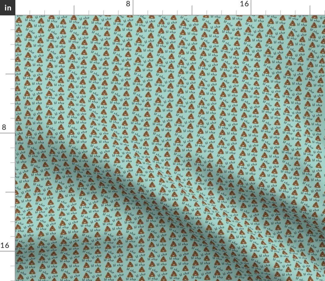 TINY - lil sh*t - poop, emoji, poop emoji fabric, sweary fabric - mint