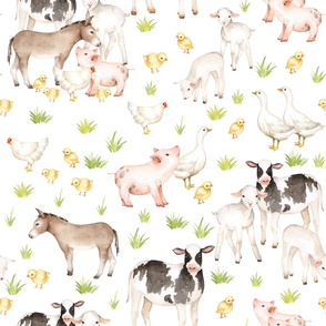 18" Nursery Farm Animals on white