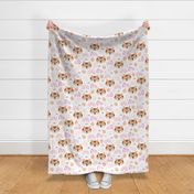 Little tiger cub with botanical leaves and rainbow jungle kids summer design pink peach girls JUMBO