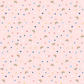 confetti rainbows on pink tiny extra small