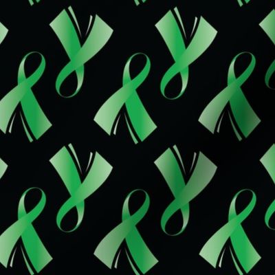 Gallbladder Bile Duct Cancer Ribbon, Gallbadder Cancer Awareness Ribbon, Bile Duct Cancer Awareness Ribbon, Green Cancer Ribbon on Black