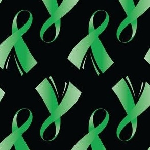 Gallbladder Bile Duct Cancer Ribbon, Gallbadder Cancer Awareness Ribbon, Bile Duct Cancer Awareness Ribbon, Green Cancer Ribbon on Black