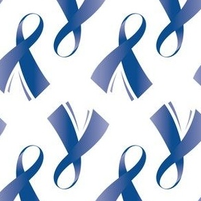 Colon Cancer Ribbon, Colon Cancer Awareness Ribbon, Dark Blue Cancer Ribbon on White