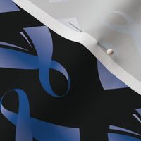 Colon Cancer Ribbon, Colon Cancer Awareness Ribbon, Dark Blue Cancer Ribbon on Black